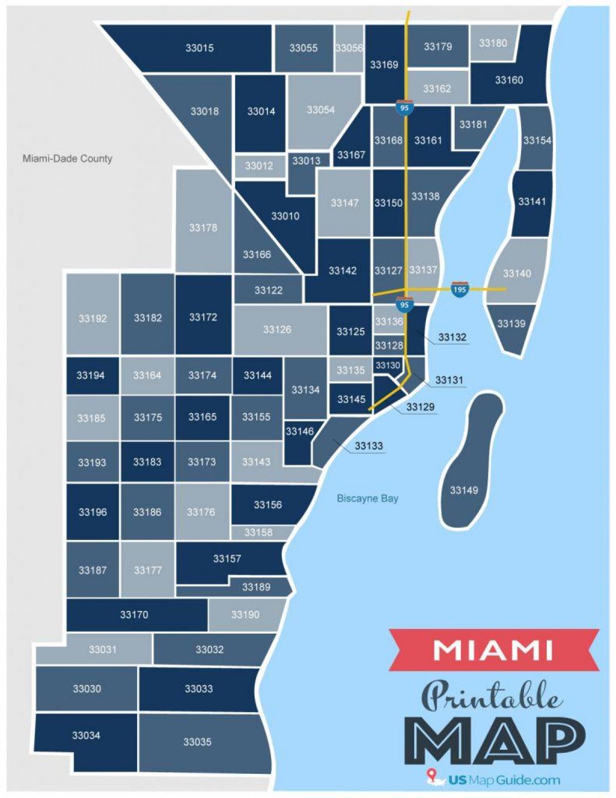 マイアミの郵便番号の地図